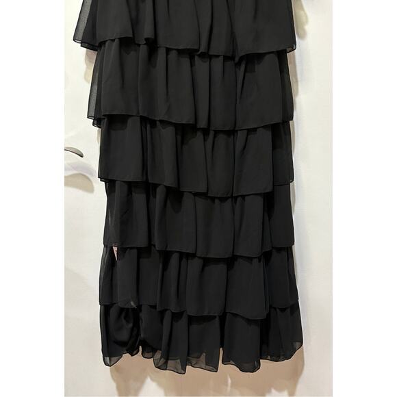Ieena For Mac Duggal Sleeveless Tiered Ruffle Gown Black Size 6 NWT #55416 - Picture 7 of 13